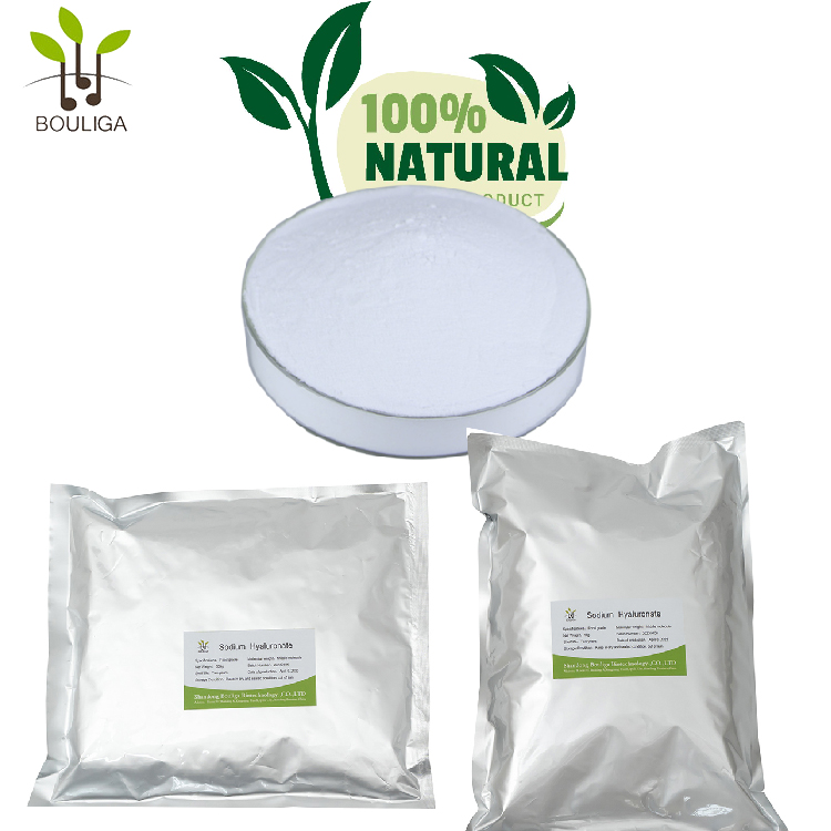 Bouliga Biofermentation אבקת חומצה היאלורונית טבעית טהורה 2000da-100Mda אבקת נתרן היאלורונט